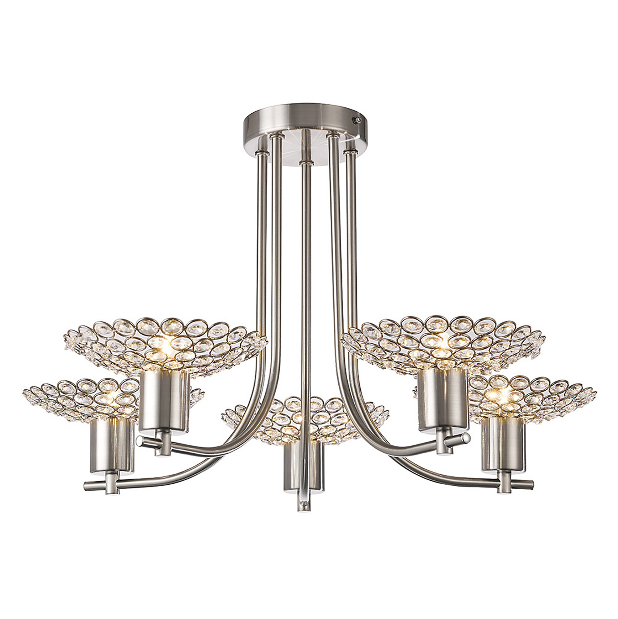 IL20607  Ellen Crystal Semi Flush 5 Light Satin Nickel